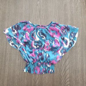 Girls crop top, Epic Threads, turquoise/multi colour, size 5